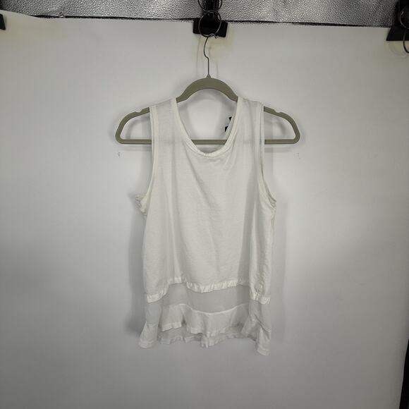 J Crew Womens Sleeveless Layered Top size Small White Chiffon Hem Zipper Back - Picture 11 of 12